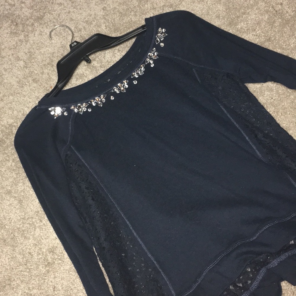Navy blue lace long sleeve